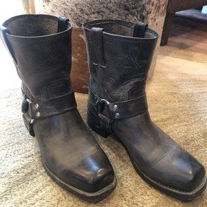 Frye Smoke Grey Harness Mens Washed Oiled Leather Biker Boots Mens 10 RARE $458